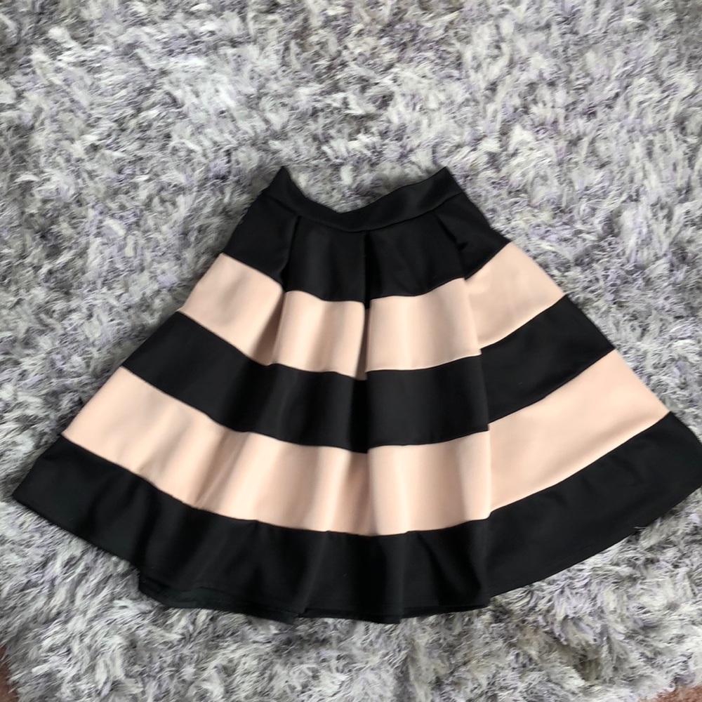 Black and Tan Stripe Full Skirt
